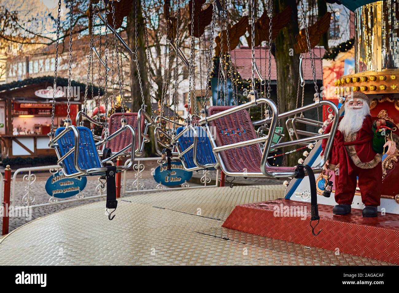 swing carousel on christmas market Stock Photo