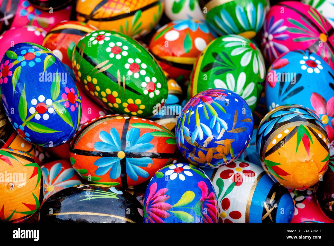 Pysanky are  traditional Slavic easter eggs, decorated with traditional folk designs using a wax-resist method Stock Photo