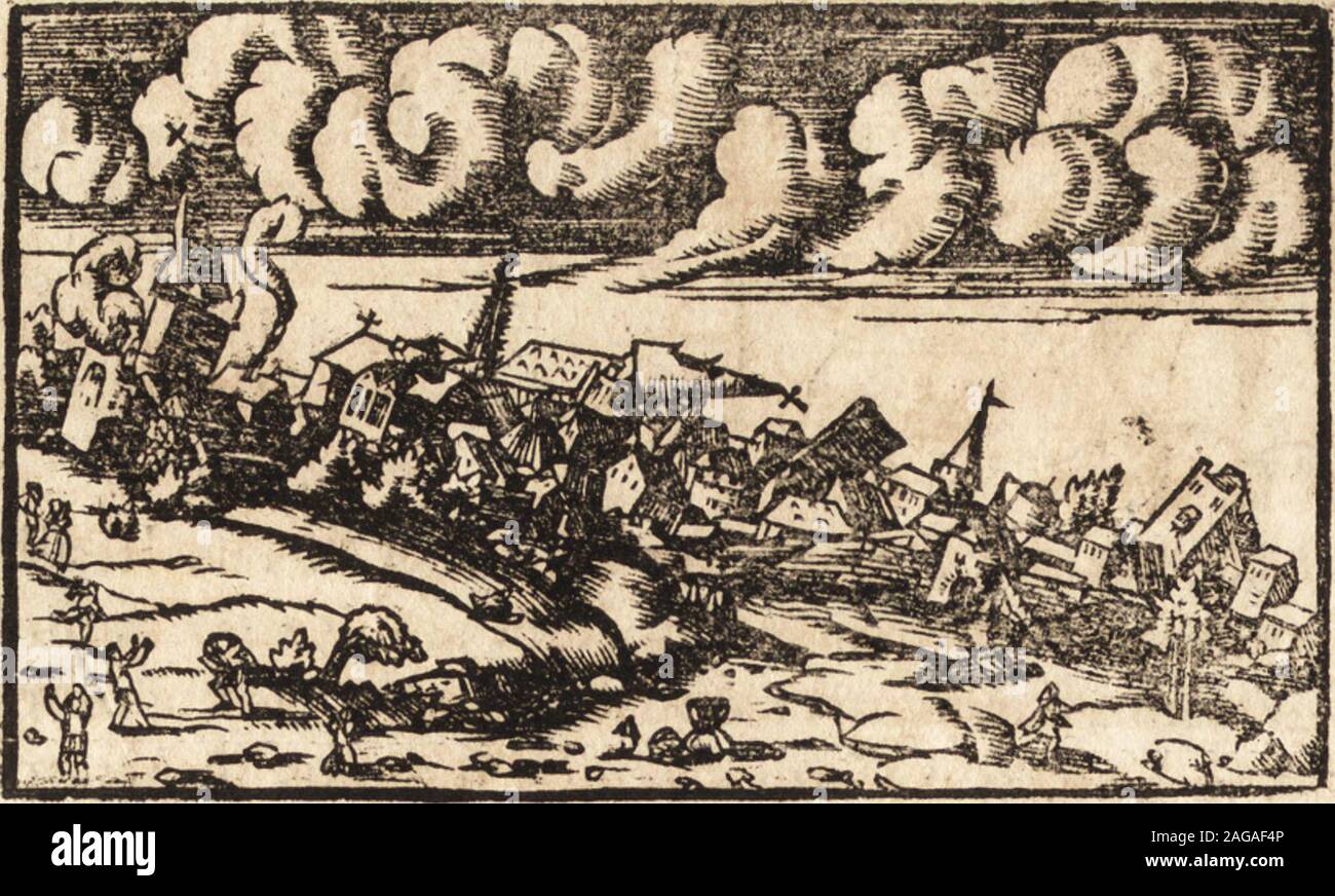 . Prodigiorvm ac ostentorvm chronicon : quae praeter naturae ordinem, motum, et operationem, et in svperioribus & his inferioribus mundi regionibus, ab exordio mundi usque ad haec nostra tempora, acciderunt .... dit.Ei mim, & oftcntiSi 3J9 AnnoD dit.Etin quibufda lods,urbcs &C montes corruerut. Eodem an*no ouxdactiam locain Germania circa Rhenu,cV in Gailia com*tremuerunt. cV ftatimingenspeftis,per idasregioncsfecura eft.CarolusSaxonestrans Albimin Franciamtranftulit&gt;exquibuSBrahantini& Flammingi prognati funt. Stock Photo