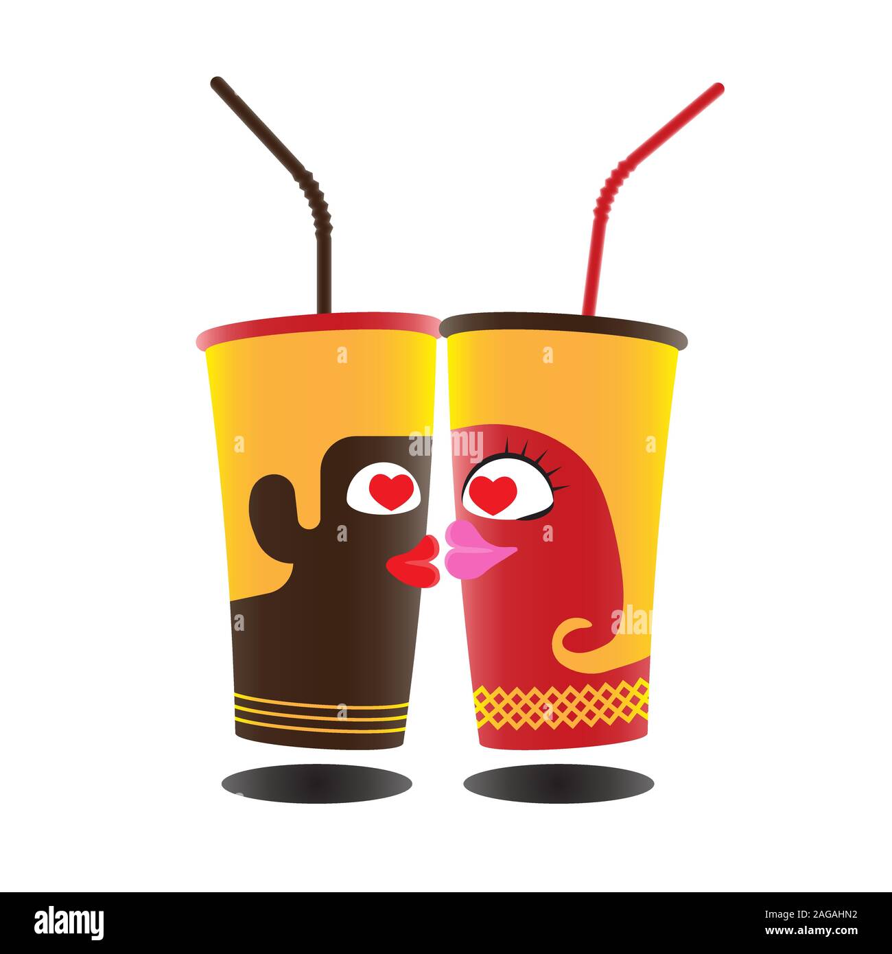 Characters paper Cup man woman face on isolated white background ...