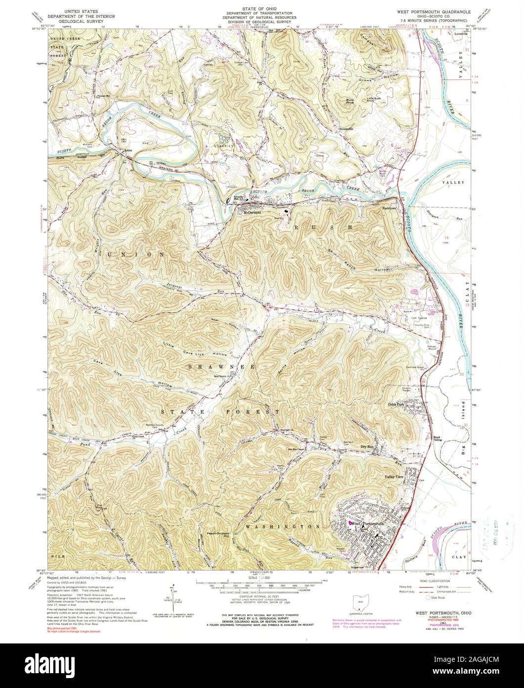 Portsmouth ohio map cut out stock images pictures alamy