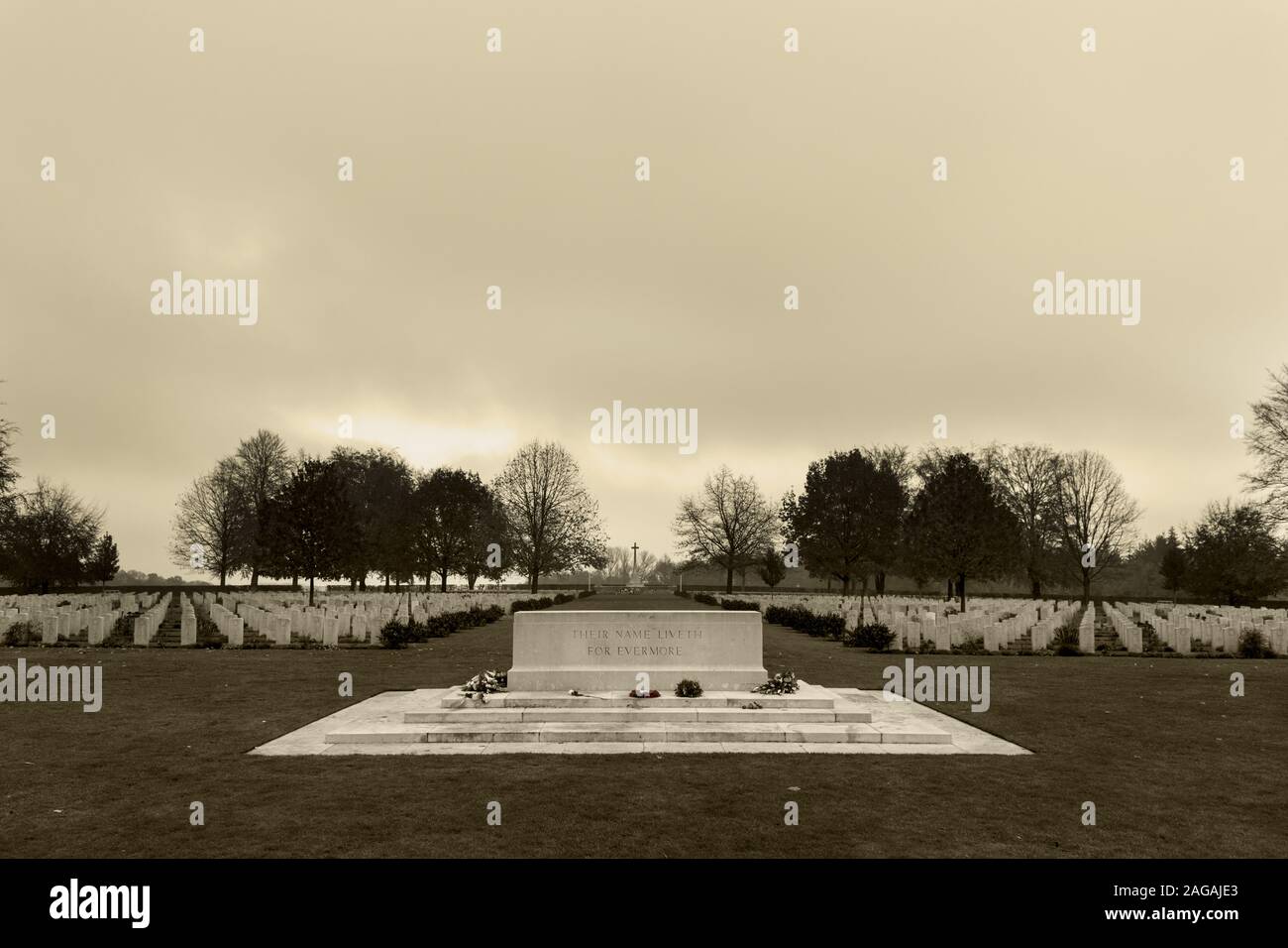 Beautiful shot of the famous Canadian War Cemetery in Groesbeek in the Netherlands Stock Photo