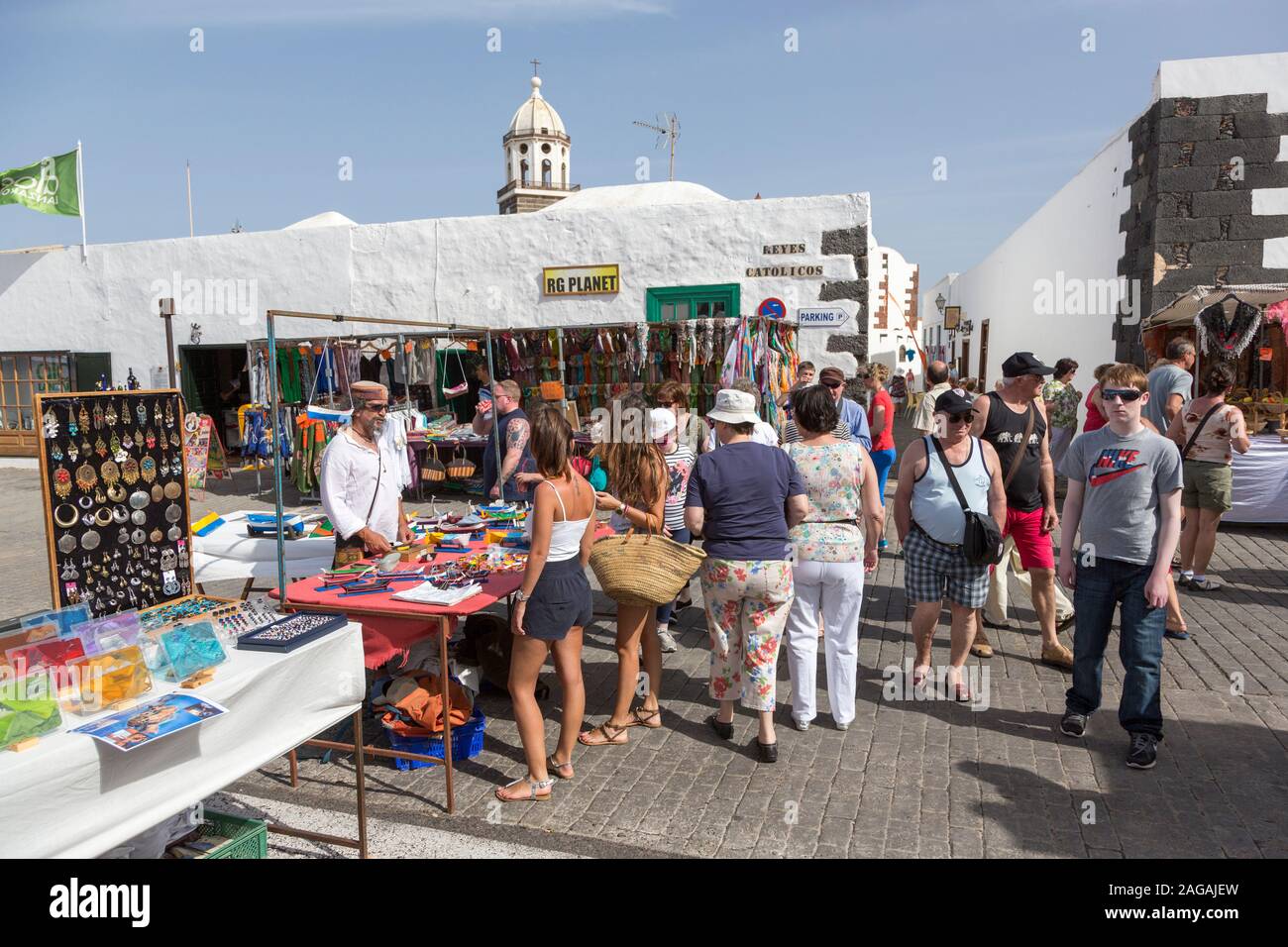 Craft market, Teguise, Lanzarote, Canary Islands, Spain Stock Photo