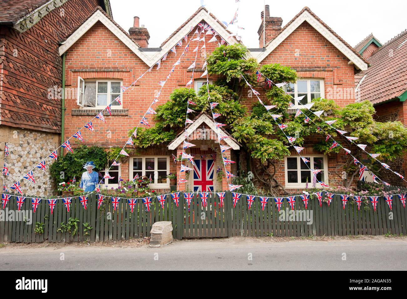 The village of Albury near Guildford in Surrey decorating their homes