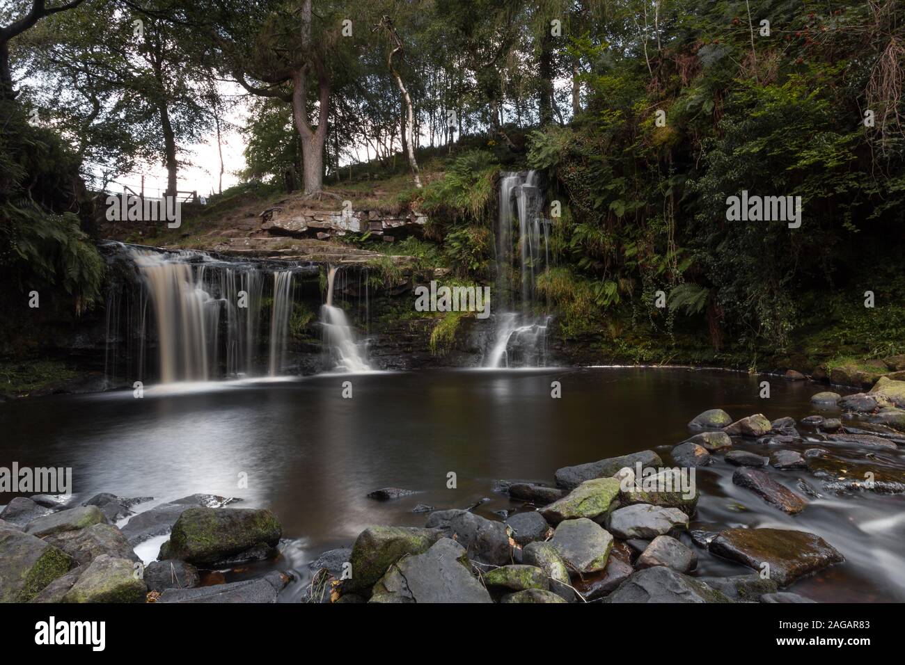Lumb Falls, near the village of Pecket Well, which is north of Hebden Bridge in the Calder Valley, West Yorkshire. Stock Photo