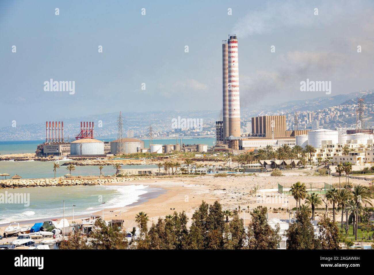 Zouk Thermal Power Station, Largest power plant in Lebanon,  Juniyah, Lebanon Stock Photo