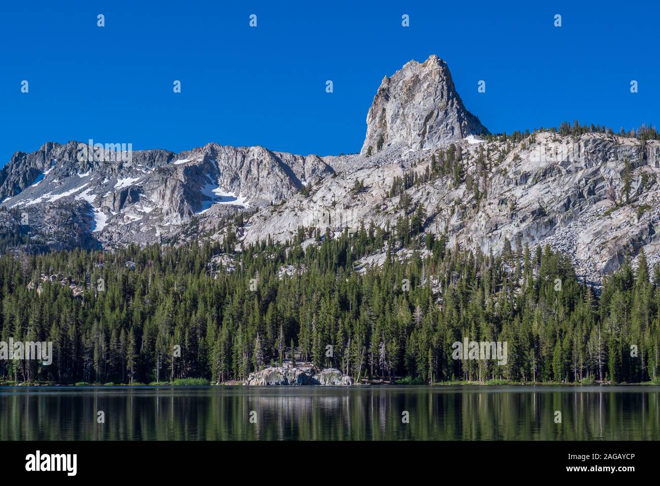 Crystal Crag and the eastern Sierra from Lake George, Mammoth Lakes, California. Stock Photo