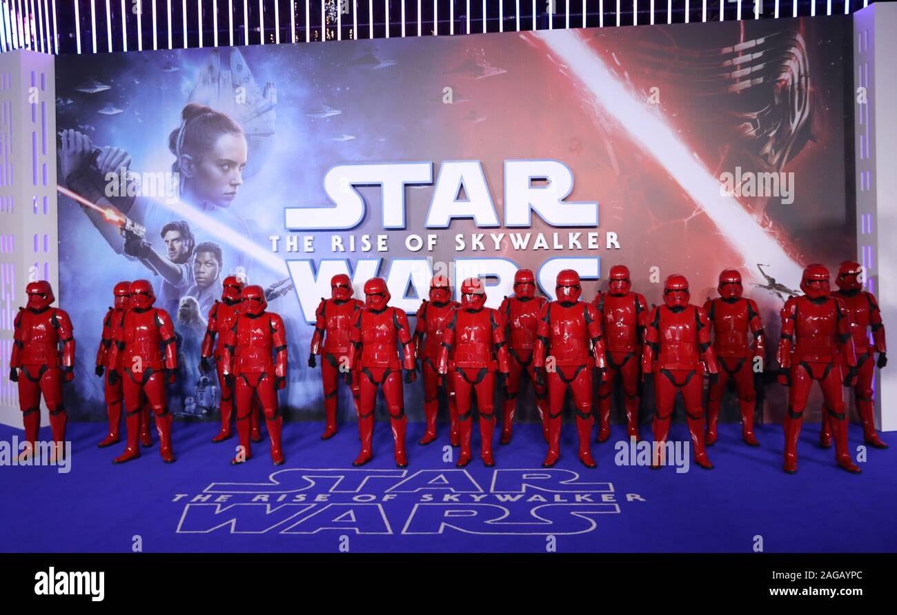 Stormtroopers attending the premiere of Star Wars: The Rise of Skywalker held at the Vue Leicester Square in London. Stock Photo