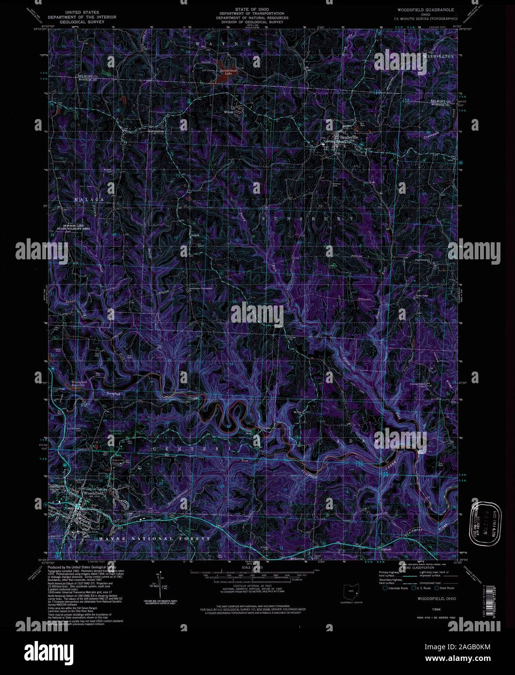 Woodsfield ohio map hires stock photography and images Alamy