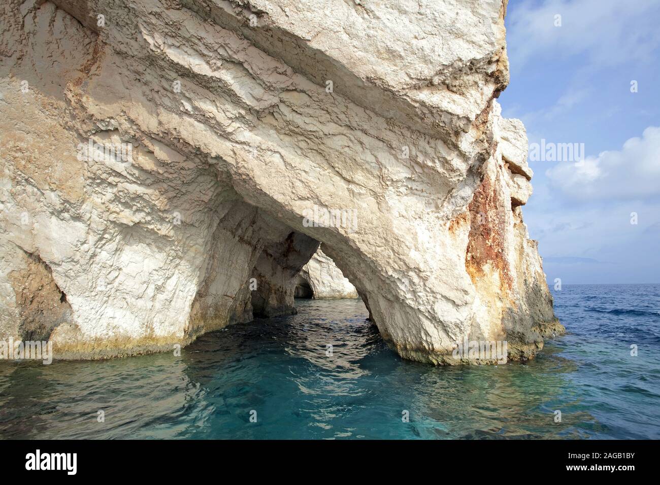 Rocky coast of Kap Skinari, location of the blue caves, Zakynthos, island, Greece Stock Photo