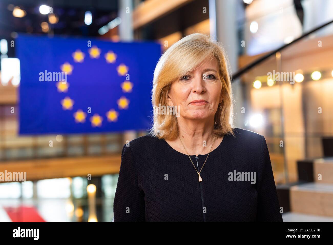 18 December 2019, France (France), Straßburg: Emily O'Reilly, European  Ombudsman, stands in the building of the European Parliament. O'Reilly has  held the office of EU Ombudswoman since 2013. Today (18.12.2019) she has
