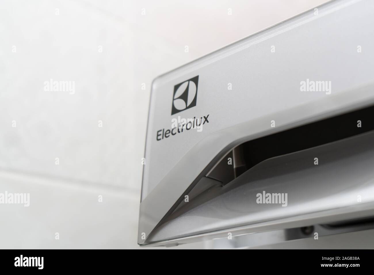 Bangkok, Thailand - December 18, 2019: Logo of Electrolux on a washing machine. Stock Photo