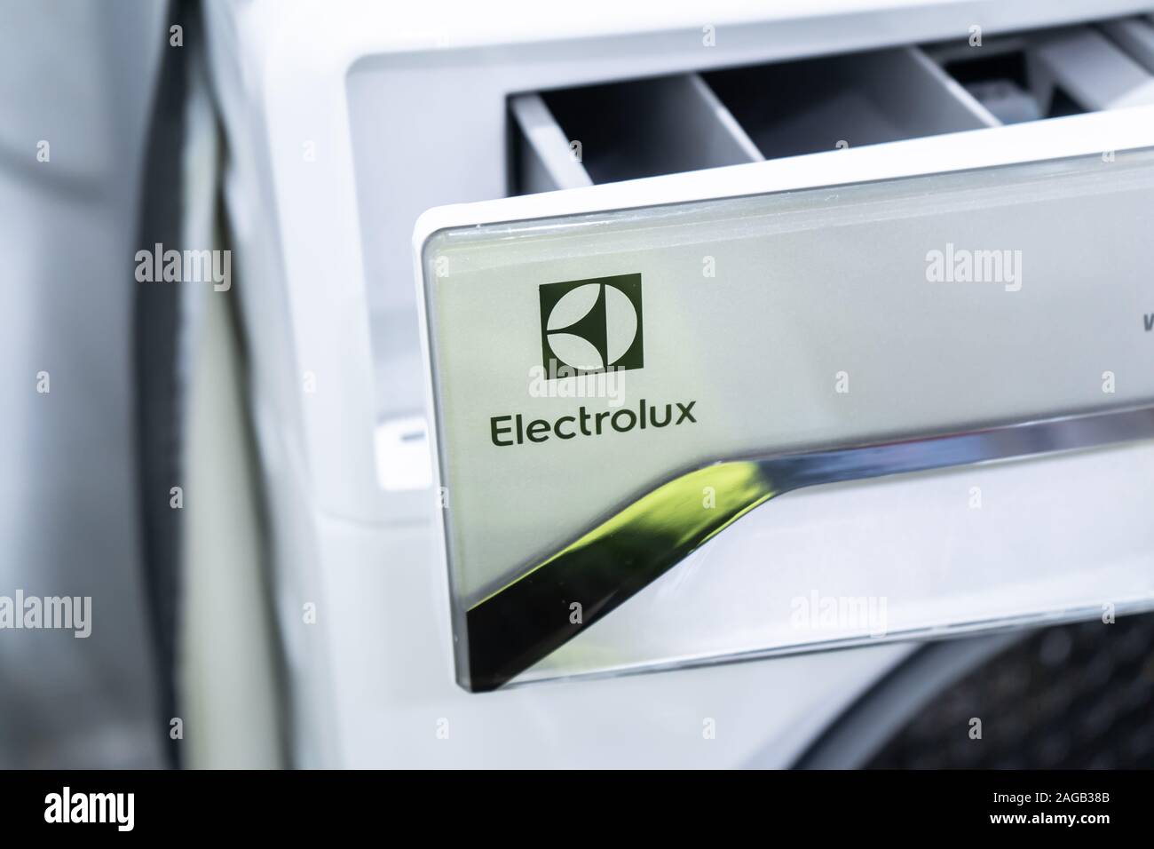 Bangkok, Thailand - December 18, 2019: Logo of Electrolux on a washing machine. Stock Photo