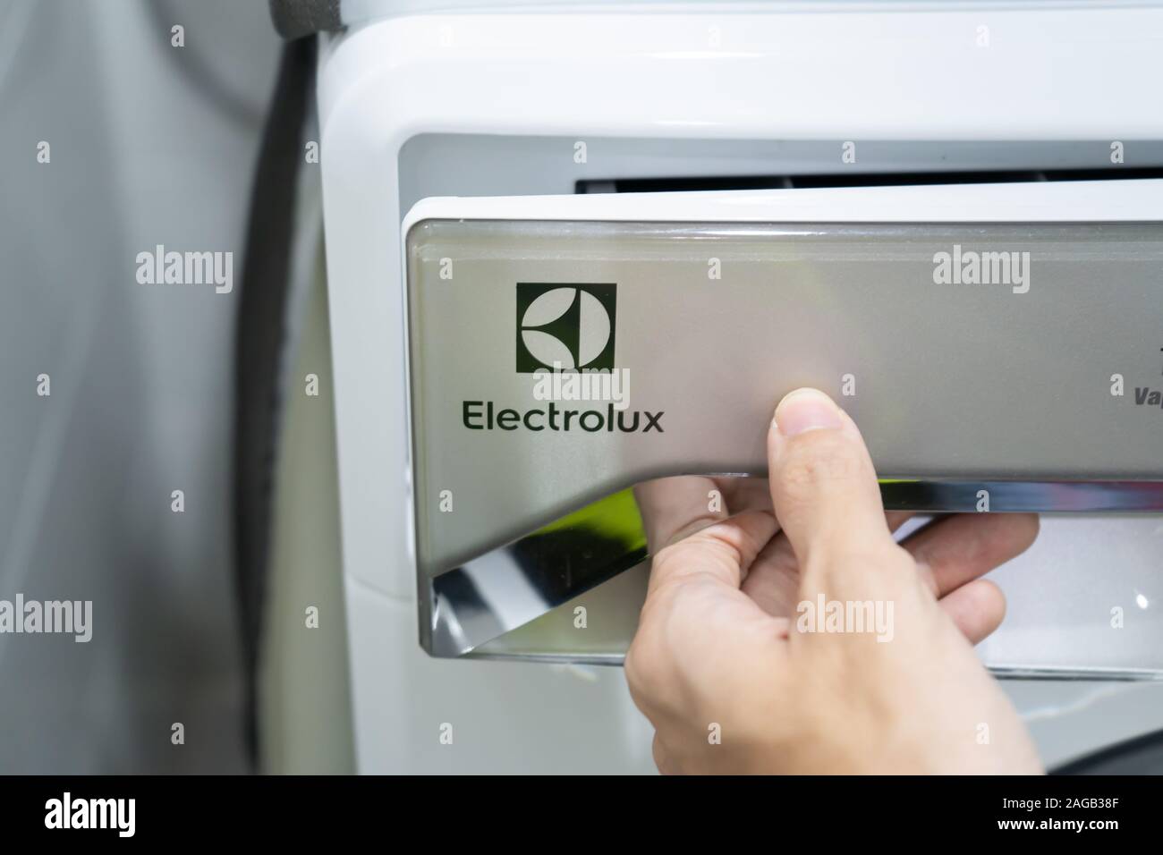 Bangkok, Thailand - December 18, 2019: Logo of Electrolux on a washing machine. Stock Photo