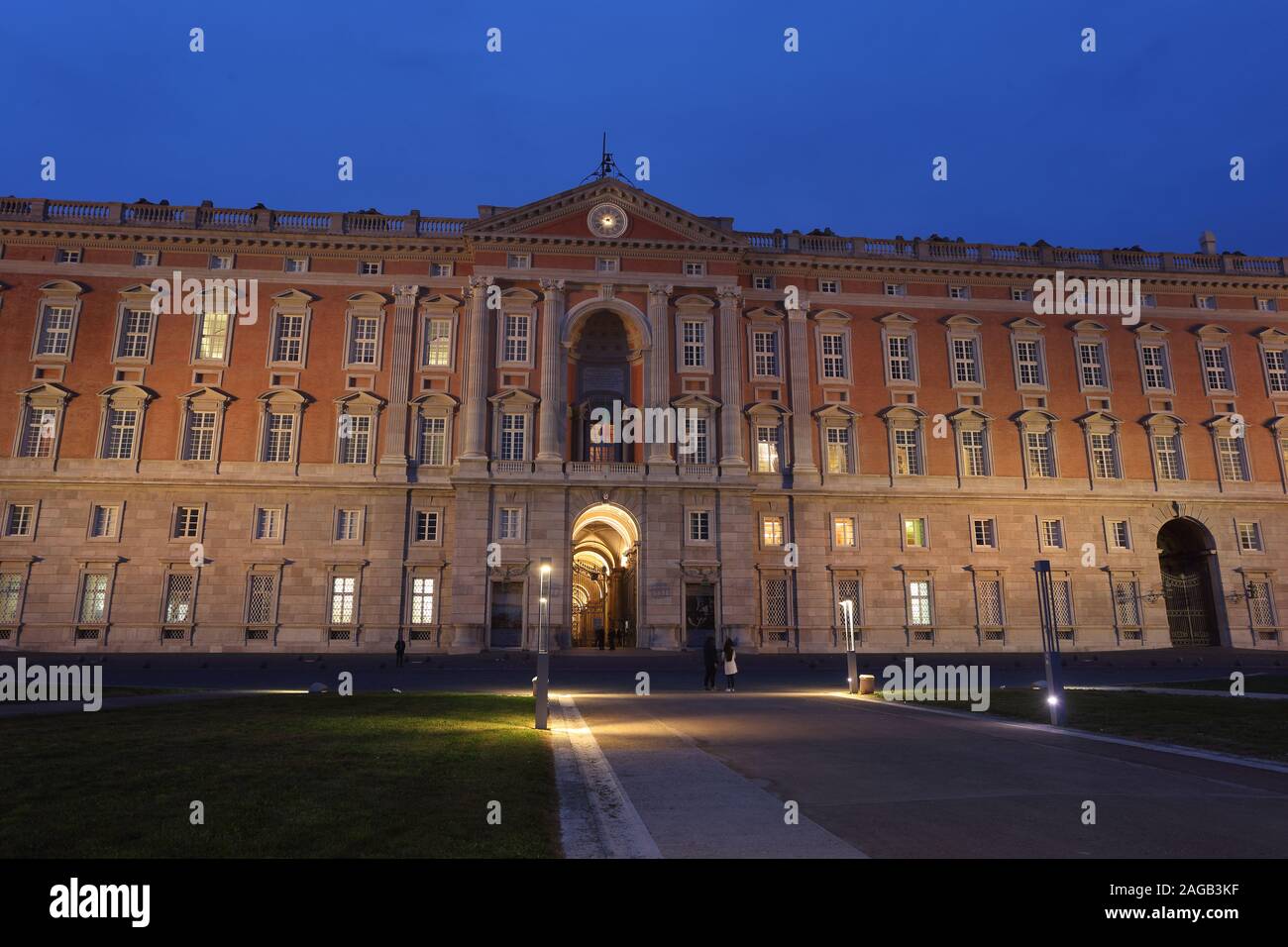 Caserta, Italy - december 18, 2019: The Royal Palace of Caserta at night Stock Photo