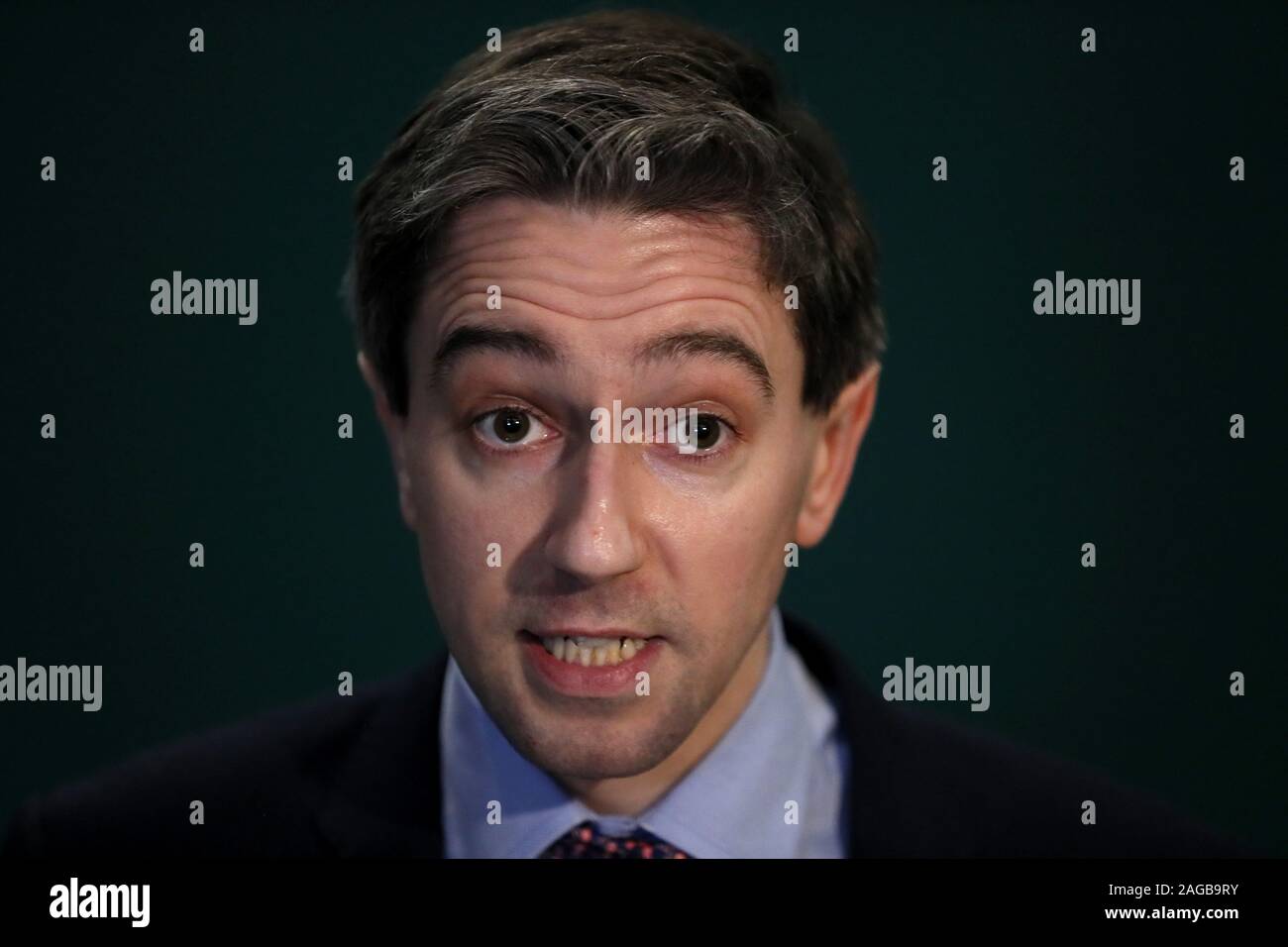 Minister for Health Simon Harris during a press conference in relation to a new Slaintecare contract for consultants at Government Buildings in Dublin. Stock Photo