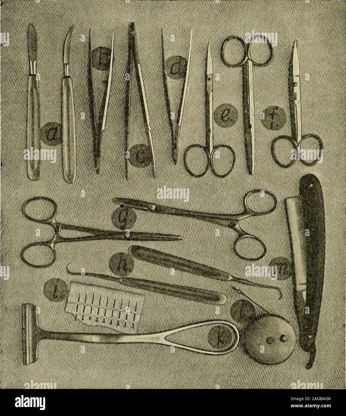 . Operative surgery. Fig. 693.—Pa-per protective,. lIMlLllllllmllllllulllllillllillliiUlii lliii.l illililniil ,1 lIlhiHuiiilllliilui llllllJ 11,11 IIMh M Ml Fig. 693.—Instruments employed in plastic surgery.Small scalpel and bistoury, b. Thumb forceps, c. Thierschs forceps, d. Mouse-tooth forceps, e. Curved sharp-pointed scissors. /. Curved and straight blunt-pointed scissors, g. Forcipressure. h. Tenacula. *. Black pins. k. A McBurneytraction hook. I. Tape measure, m. Razor for cutting skin grafts. PLASTIC SURGERY. 571 If small black pins (i) be inserted to indicate the extent of the flaps,t Stock Photo