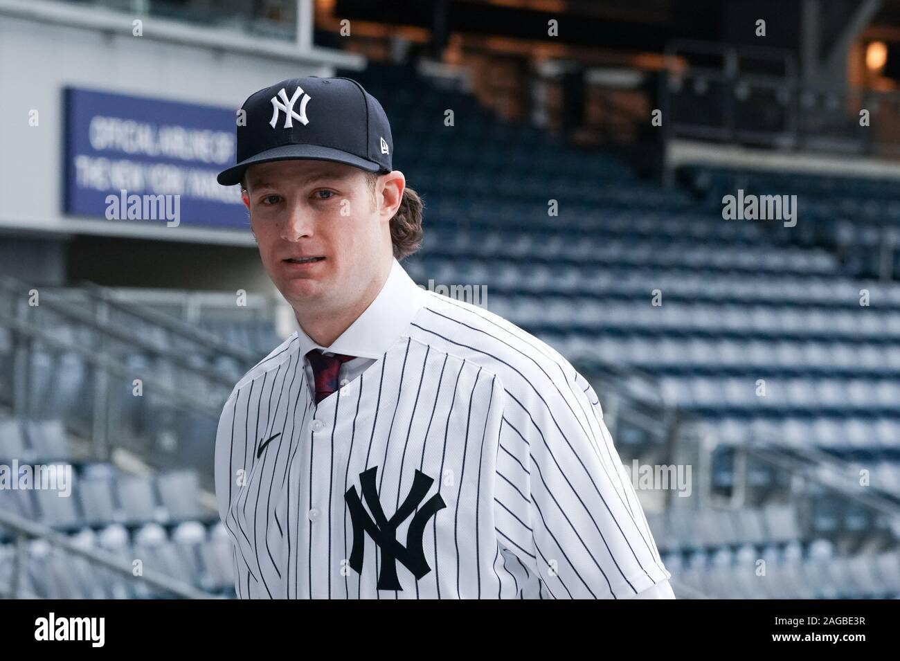 Bronx, United States. 18th Dec, 2019. Gerrit Cole looks over Yankee(01)