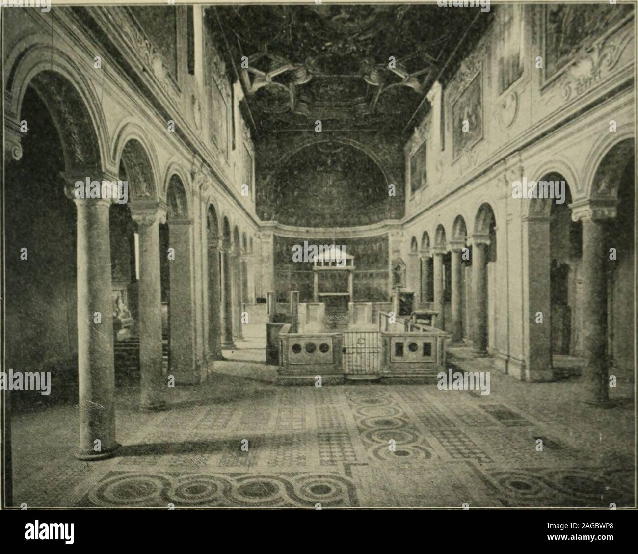 . A history of architecture in Italy from the time of Constantine to the dawn of the renaissance. nati. S. Martino ai Monti,havu the remains of atriums. sh()viiic&lt;;^ii)iiiiii;- of the twelfth century. See Vitet, p. 2W. * (lutensolin A: Knaj)]), IIiil)S(h. Motlies. Le Tarouilly, Platn»r. (irejjorovius, etc. KA KLV CI I U IS I I A N A i:( 111 IKCM KK 43 S(|iiaro paiu^ls dccorjiUul witli cinhlriiialic. &lt;lcvic&lt;.s in iiiosair, and flanUtMl oil citlur sidi; hy an anilxm or pMli)it of marble. 8. iMariM ill Irastevcre is said to liavo )vv.n huilt ori&lt;,niially hy St. Calixtus about 220. I Stock Photo