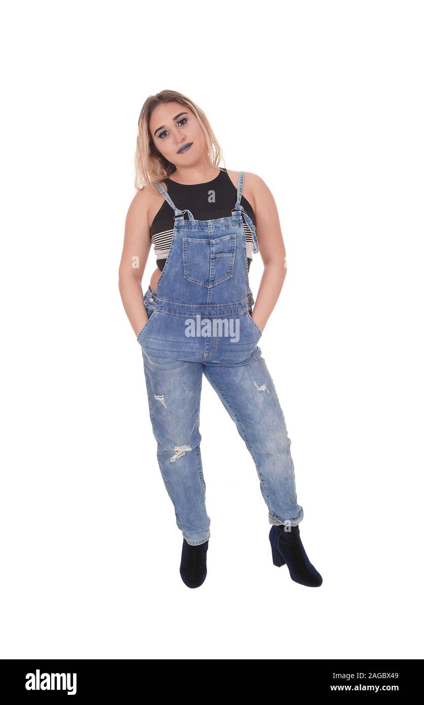 Blonde girl blue jeans Cut Out Stock Images & Pictures - Alamy