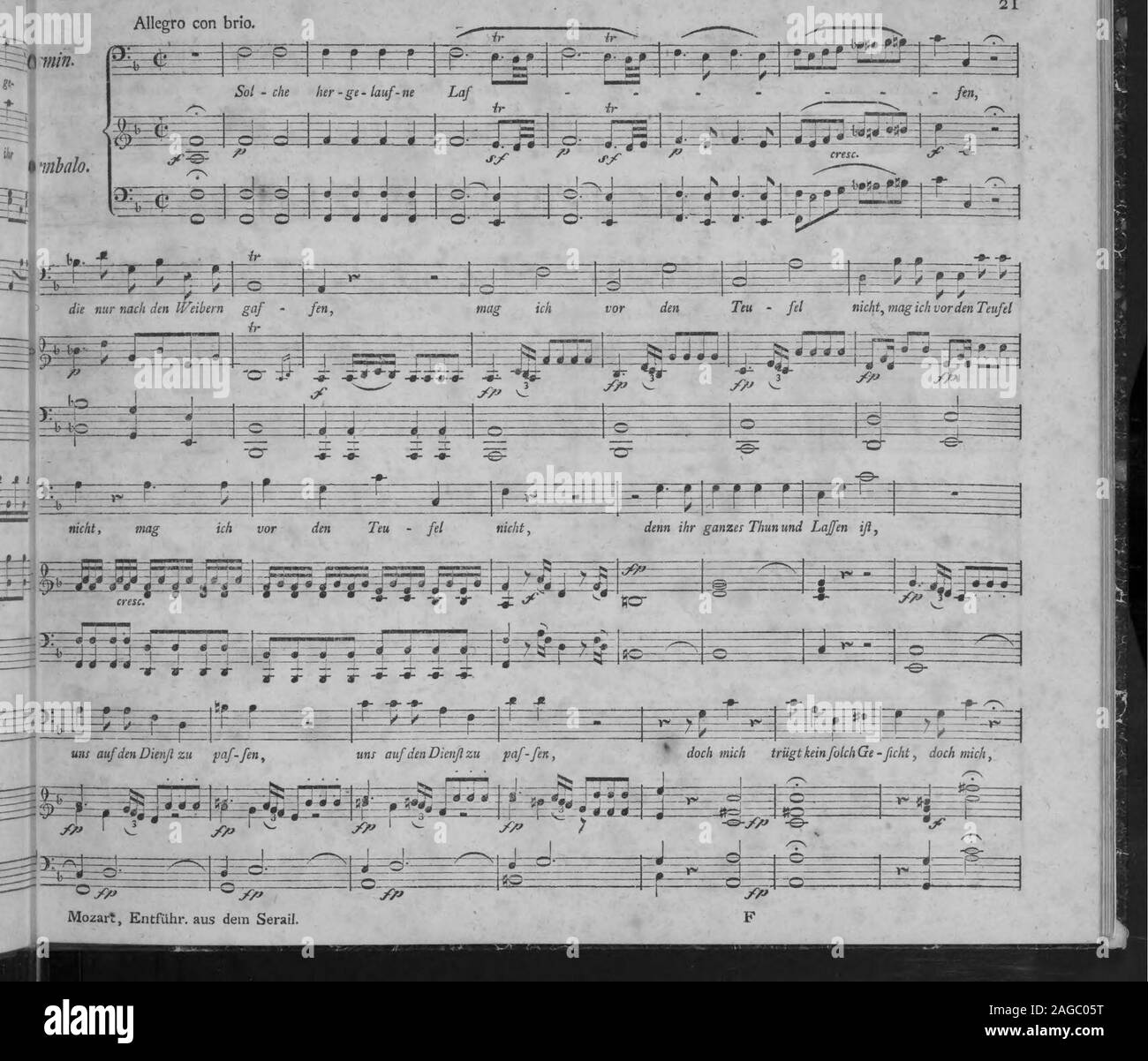 . Die Entfuhrung aus dem Serail : ein komisches Singspiel in drey Aufzugen (1796). ö Mo. Allegro con brio.. Stock Photo