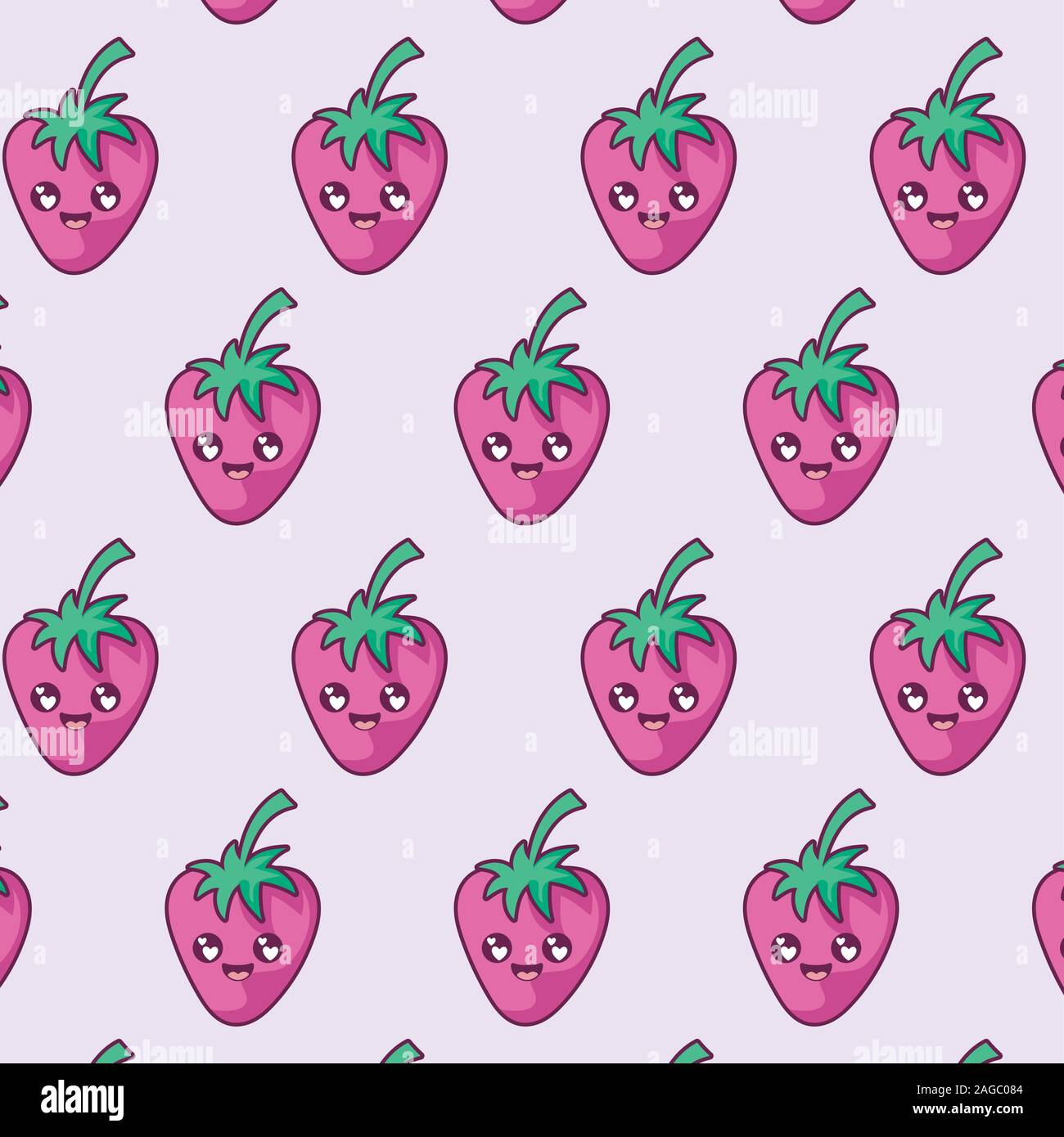 strawberries cartoons background design, Kawaii expression cute