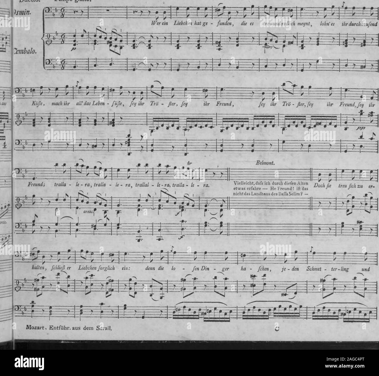 . Die Entfuhrung aus dem Serail : ein komisches Singspiel in drey Aufzugen (1796). DuettO0H- Cmhih Fw TT* Duetto. Tempo giufto.. Stock Photo