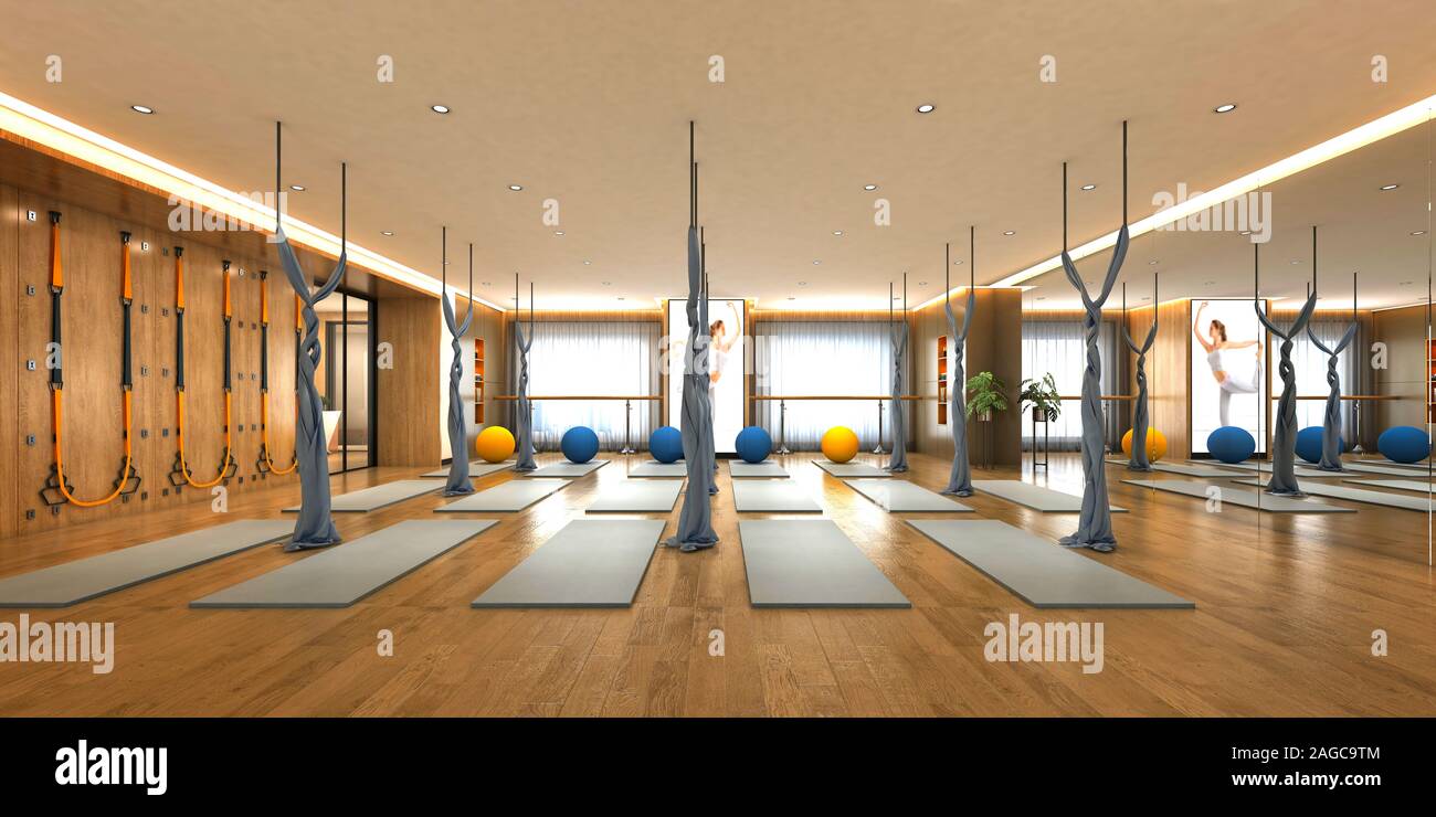 3d render yoga pilates center Stock Photo