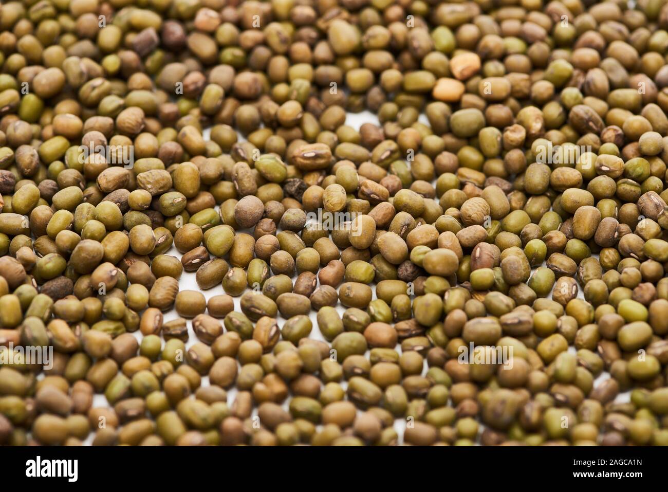 top view of raw green maash beans Stock Photo