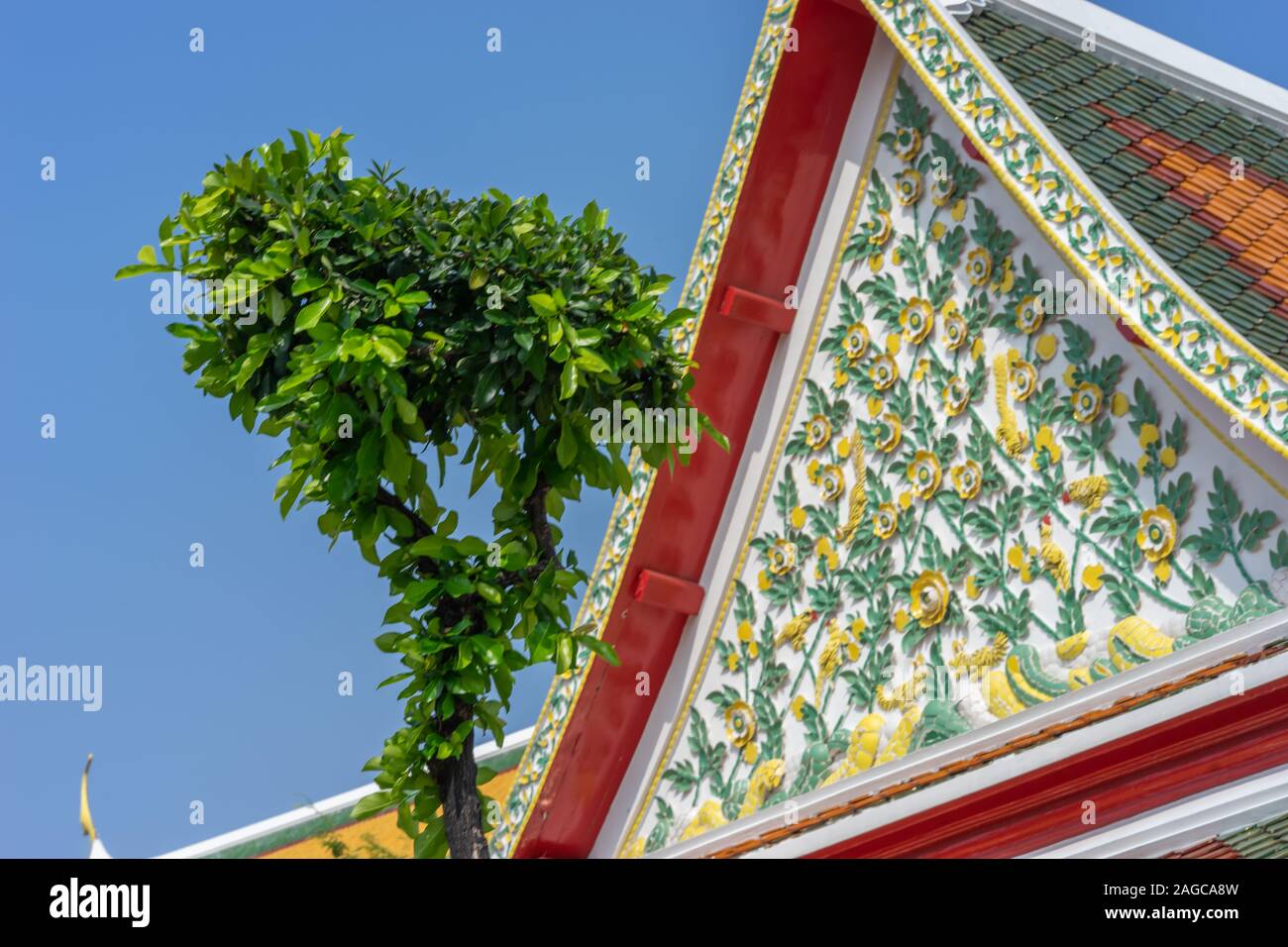 The ornamental elements of the Grand Palace in Bangkok are worth every close-up. Stock Photo