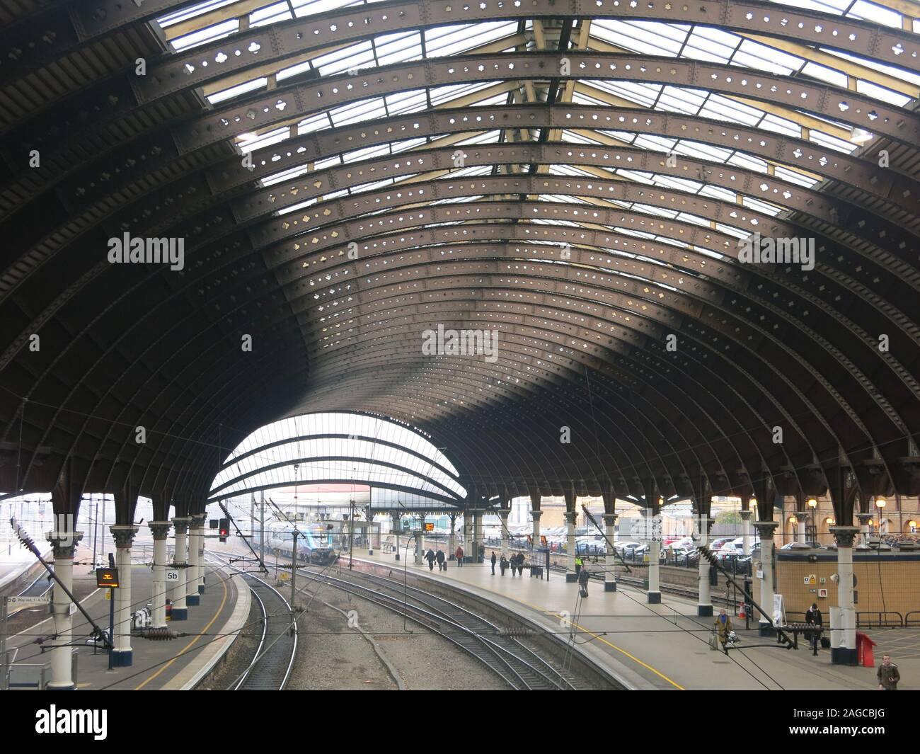 When it opened in 1877, York Railway Station was the largest in the world & admired for its curve; it is now a major stop on the East Coast Main Line. Stock Photo