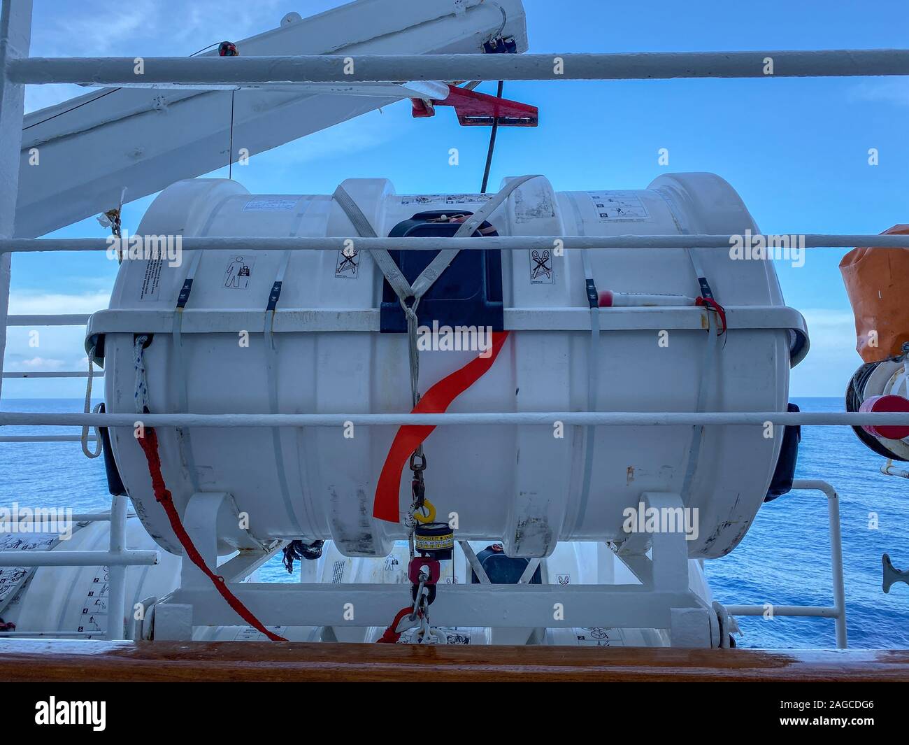 Ft. Lauderdale,FL/USA11/1/19 A life rafts on a cruise ship in metal