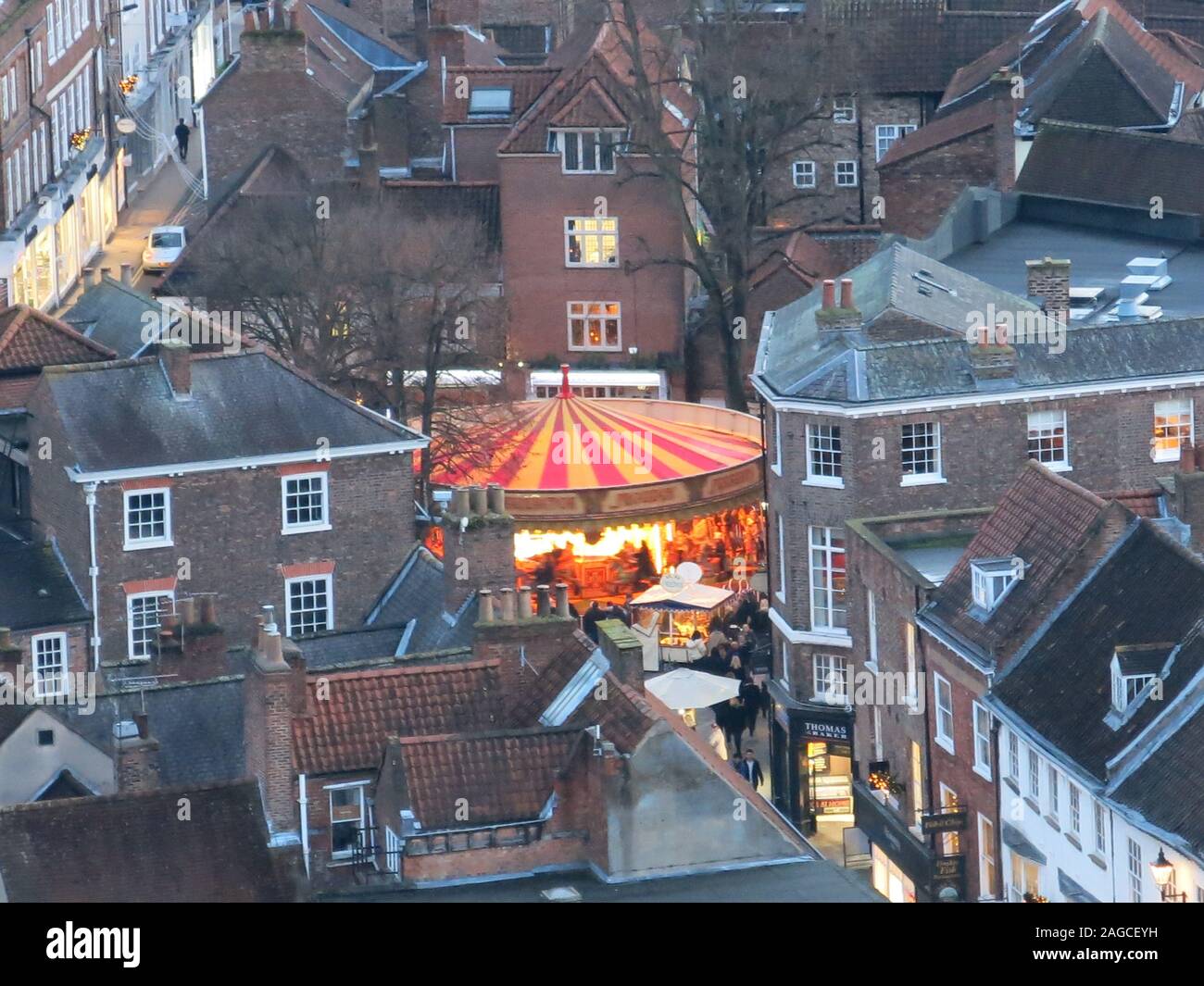 View from the top of the tower at York Minster looking down on the