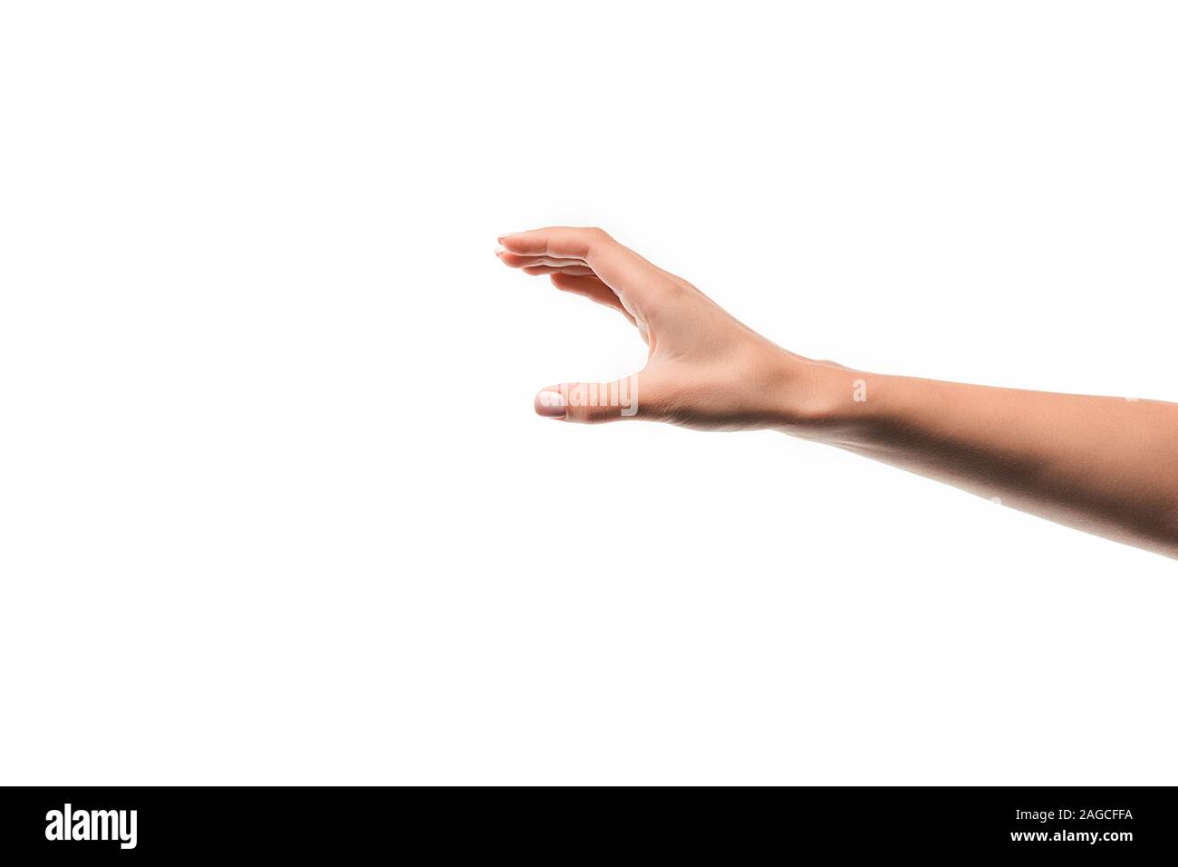 Cropped View Of Woman With Outstretched Hand Isolated On White Stock Photo Alamy Cropped View Of Woman With Outstretched Hand Isolated On White Stock Photo Alamy