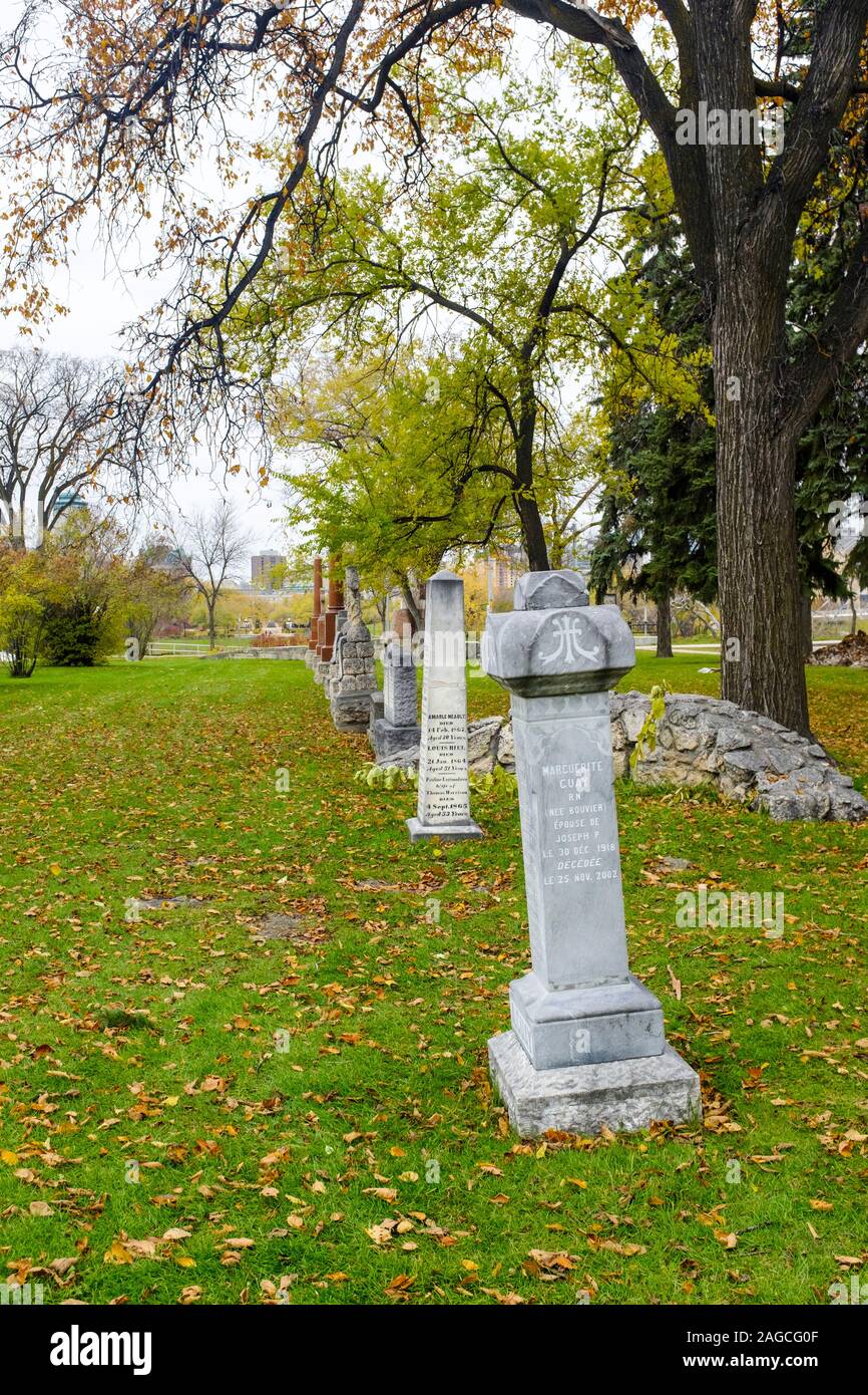 Autumn scene in the cemetery at St. Boniface Cathedral in Winnipeg, Manitoba Stock Photo