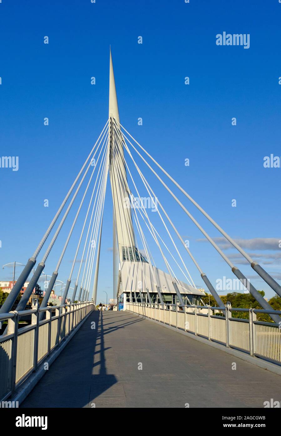 The Esplanade Riel Footbridge in downtown Winnipeg, Manitoba Stock Photo