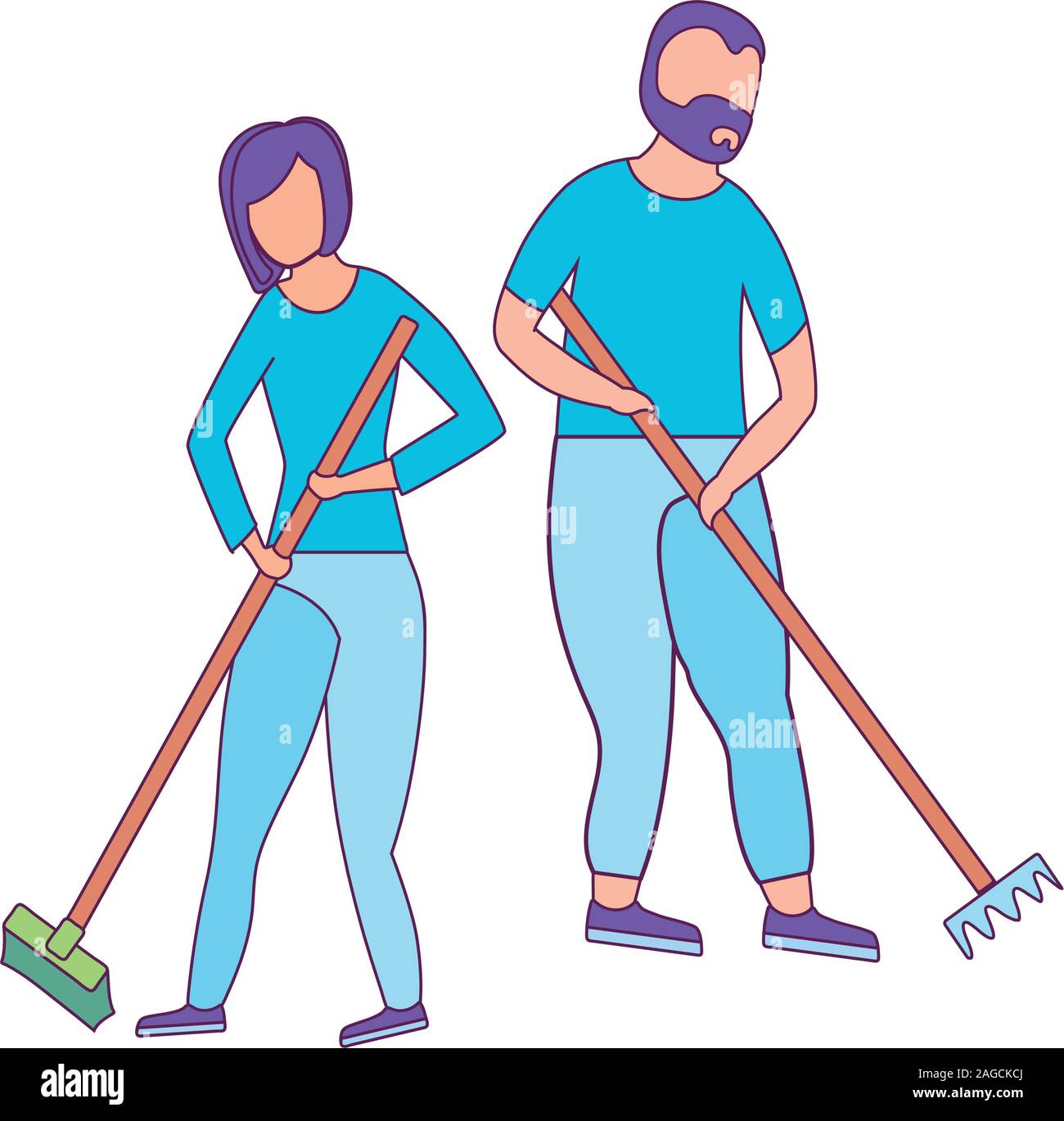 Avatar man and woman with rake design, Gardening garden planting nature ...