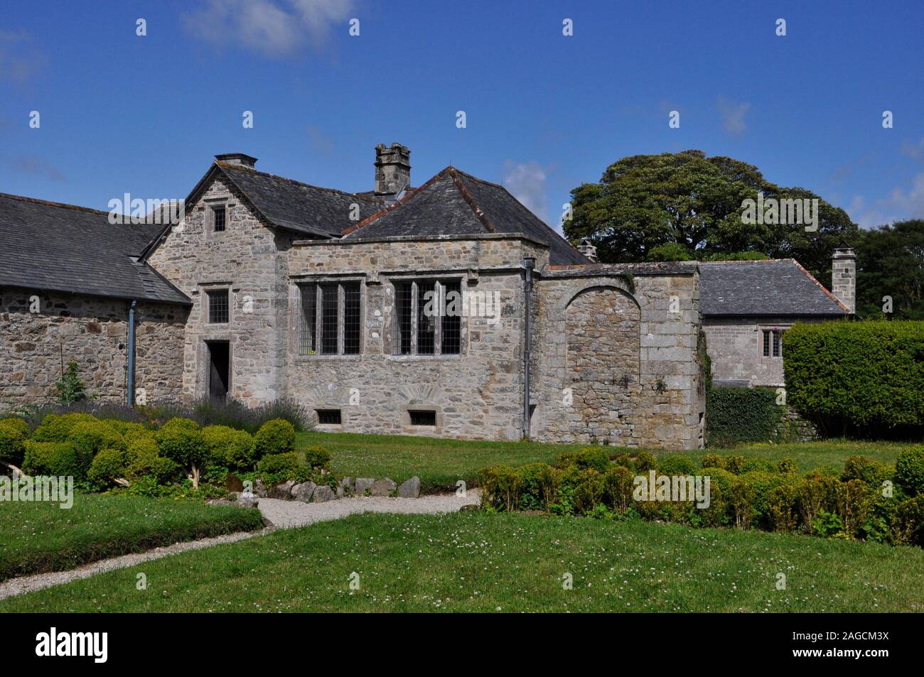 The back of Godolphin House near Helston in Cornwall from the garden. Stock Photo