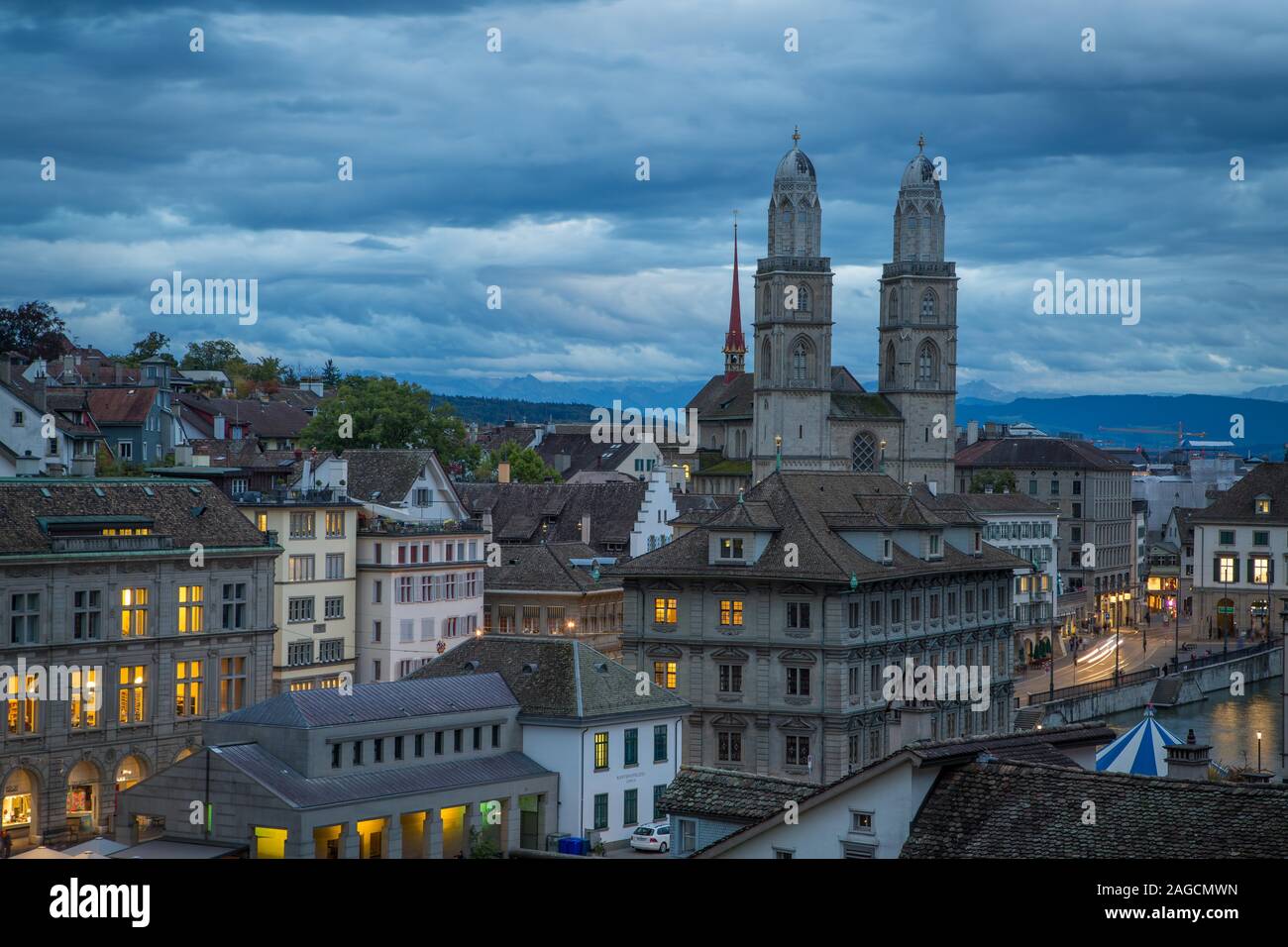 illuminated-zurich-city-old-town-hi-res-stock-photography-and-images