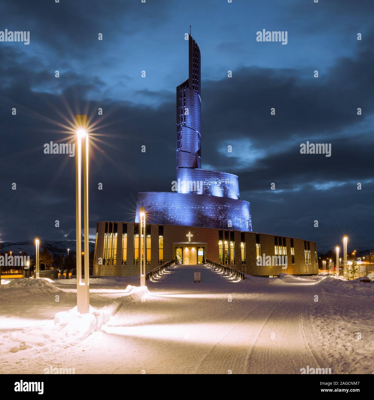 Nordlyskatedralen winter solstice, polar night, northern lights cathedral Stock Photo