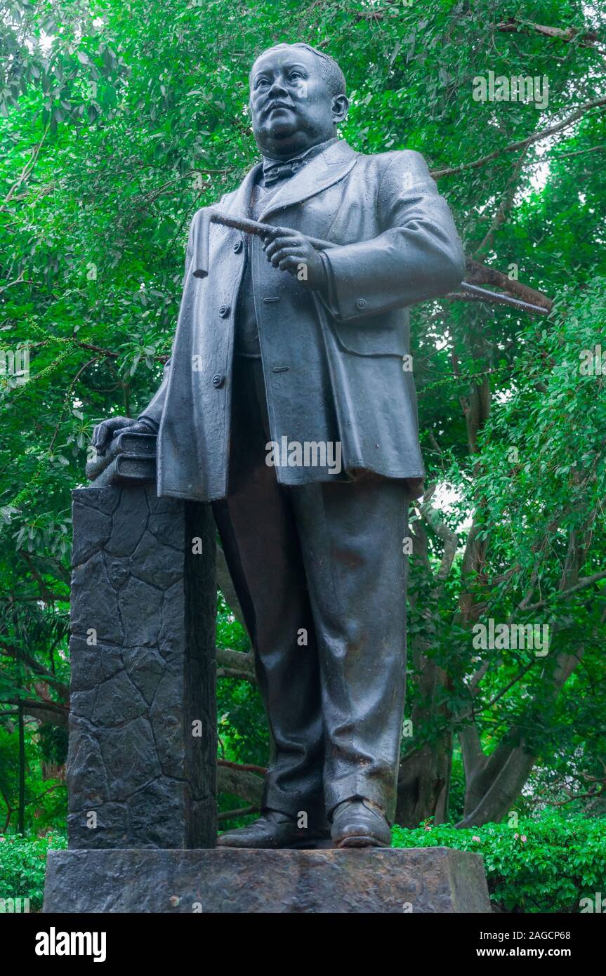 Vertical low angle shot of a statue in Phuket island in Thailand Stock Photo
