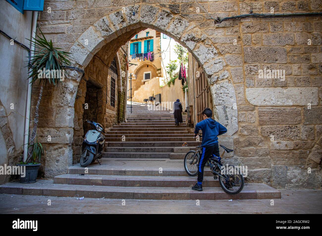 Boy in the old town, Tripoli, Lebanon Stock Photo