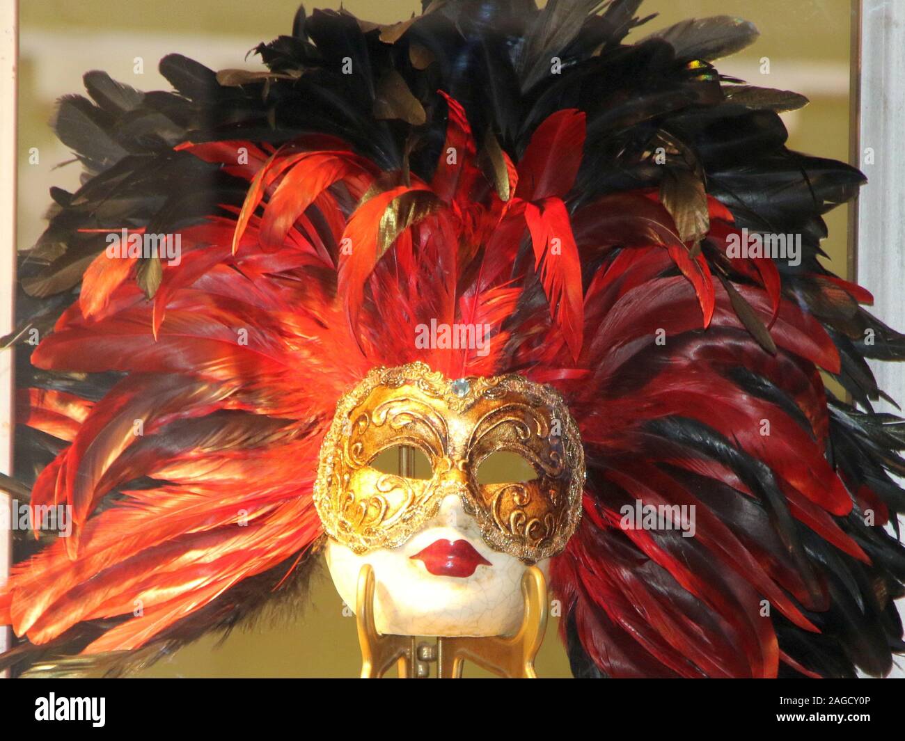 Carnival Red Black Gold+ Feathers G F Eye Masks Unisex main image 0