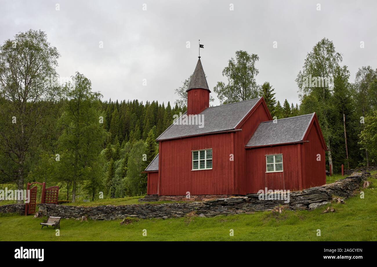 Vikens kapell (chapel) near Viken, Wilderness Road (Vildmarksvägen), Sweden Stock Photo