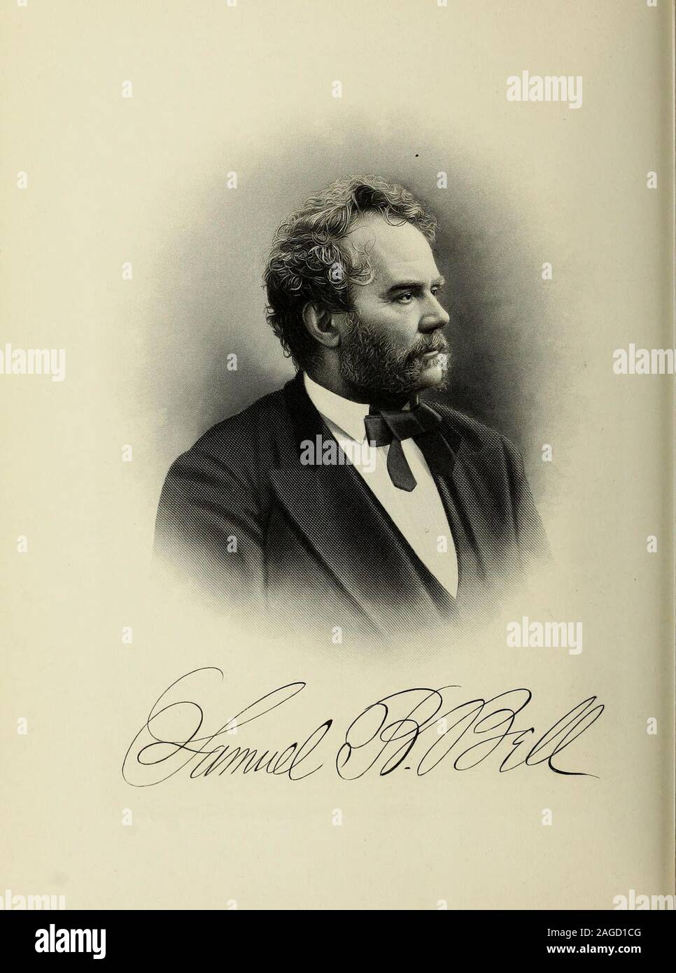 . History of the state of California and biographical record of Oakland and environs, also containing biographies of well-known citizens of the past and present. SAMUEL BOOKSTAVER BELL. Samuel Bookstaver Bell was born in 1817, inthe town of Montgomery, Orange county, N. Y.He was of Scotch and Huguenot lineage, hisfather, Archibald Bell, being descended from aScotch ancestor who immigrated to Americafrom Scotland, and his mother, Pamela Mills-paugh, from a family of Huguenots who cameover from Holland with Hendrik Hudson. Hisfather and mother both passed away at advancedages, being over eighty Stock Photo