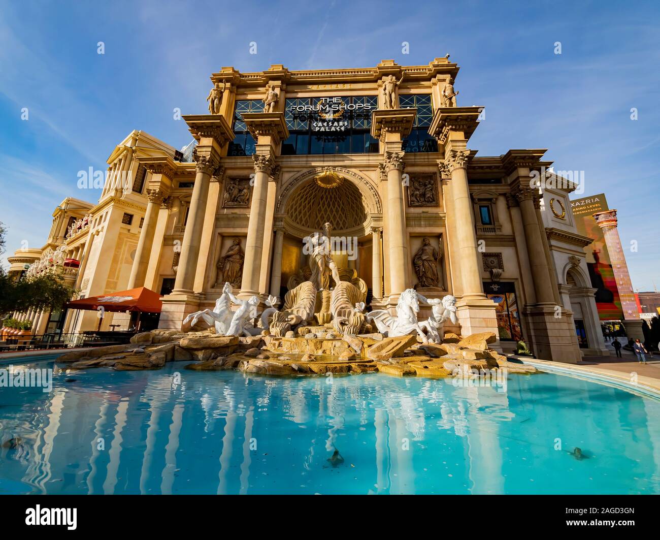 Las Vegas, DEC 17:  Apollo Fountain of The forum Shops on DEC 17, 2019 at Las Vegas, Nevada Stock Photo