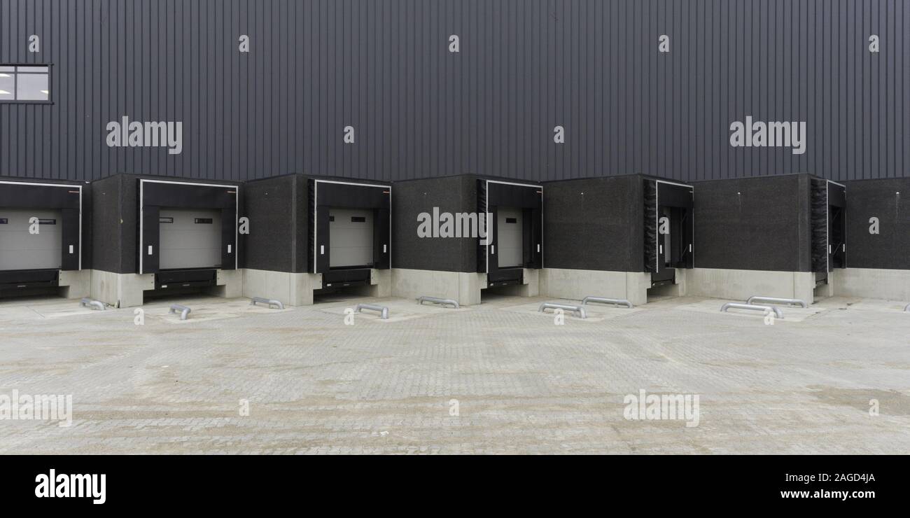 Outdoor view of loading docks at a warehouse - great for a background Stock Photo