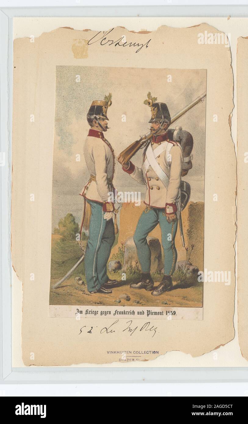 Ownership : Draper Fund [Reiffenstein seems to be the printer for all of Gerasch's lithographs] 52nd Hungarian infantry regiment, 1859 Archduke Franz Carl (Anon, Hist. 52nd Inf.); Im Kriege gegen Frankreich und Piemont 1859 Stock Photo