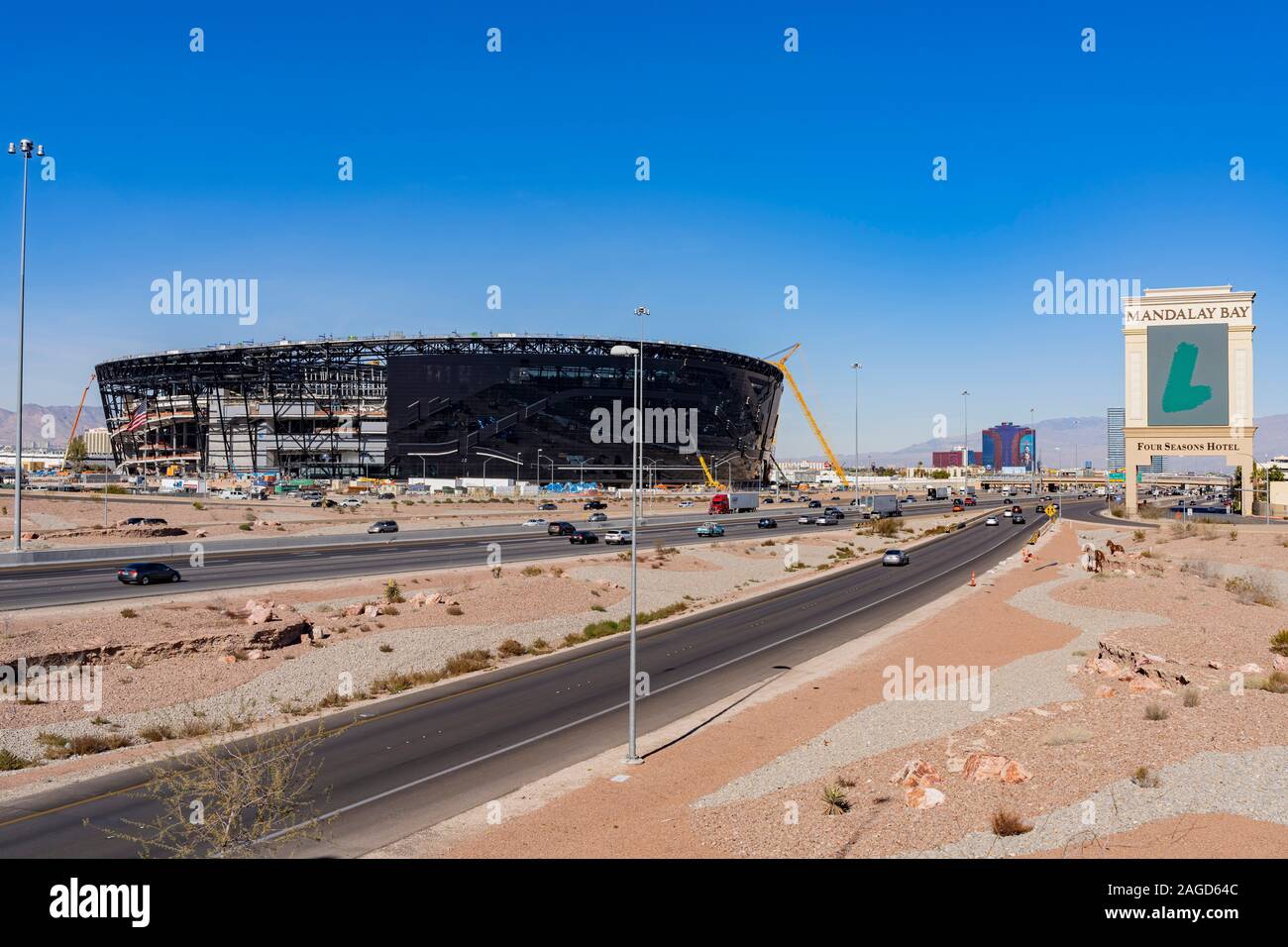 Las Vegas, DEC 17 Construction site of the Allegiant Stadium and strip