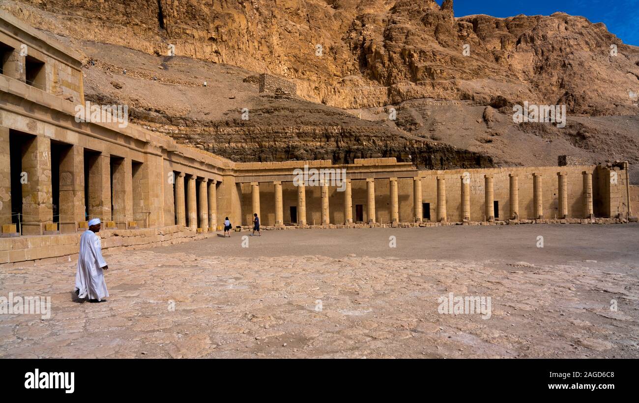 November 18, 2019, Valley of the Kings, Egypt, Mortuary Temple of Hatshepsut Built for the Eighteenth Dynasty pharaoh Hatshepsut is located at Deir el-Bahari near the Valley of the Kings Stock Photo